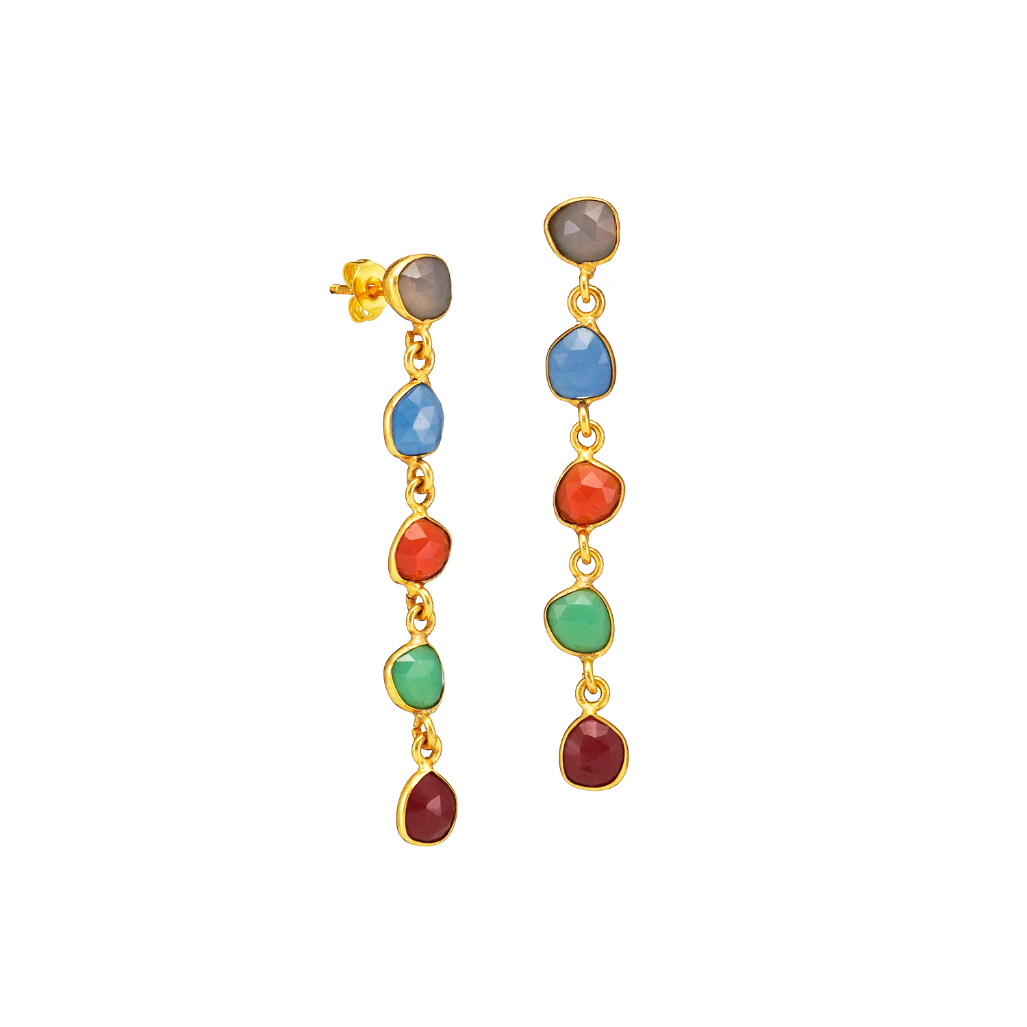 boucles d'oreilles en pierres multicolores