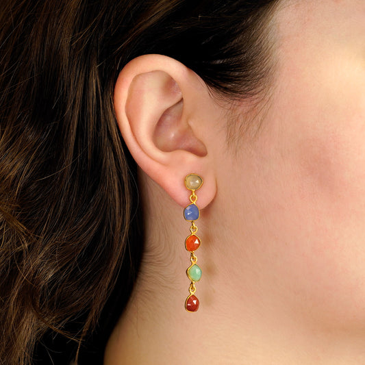 boucles d'oreilles en pierres multicolores