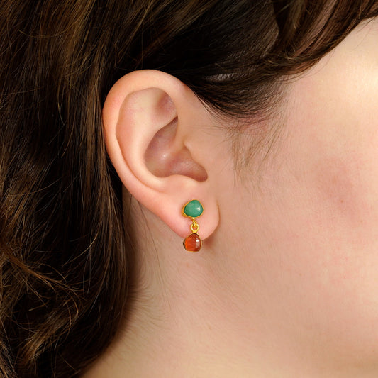 boucles d'oreilles en pierre bicolore