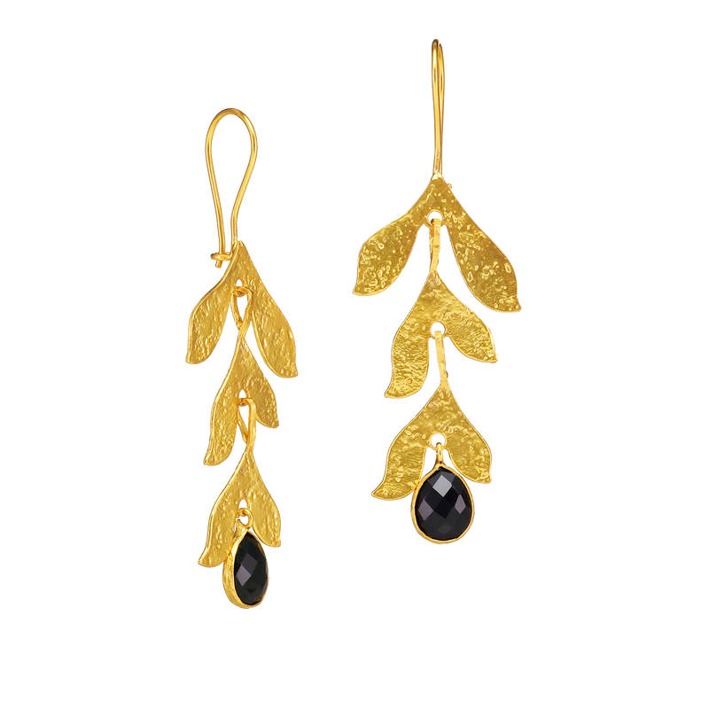 leafy black earrings