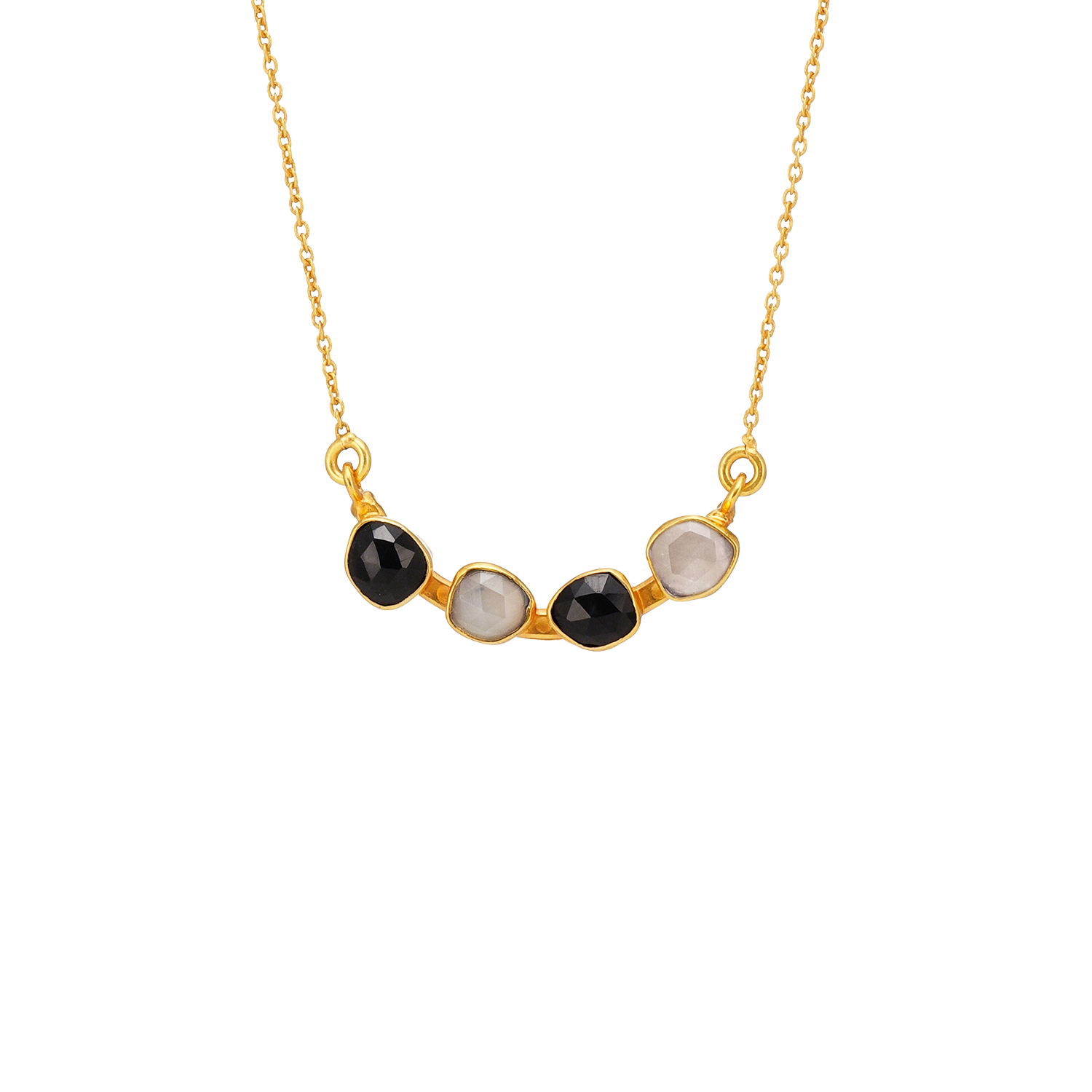 collier en pierre noire et blanche