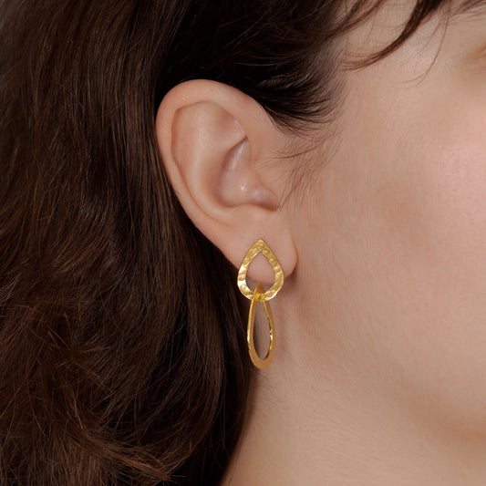 Boucles d'oreilles à tige avec grosse goutte sur petite goutte