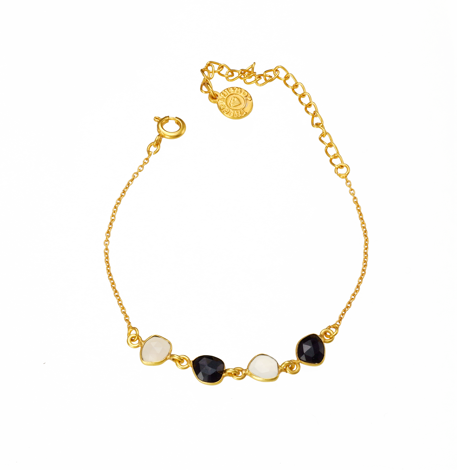 bracelet en pierre noire et blanche