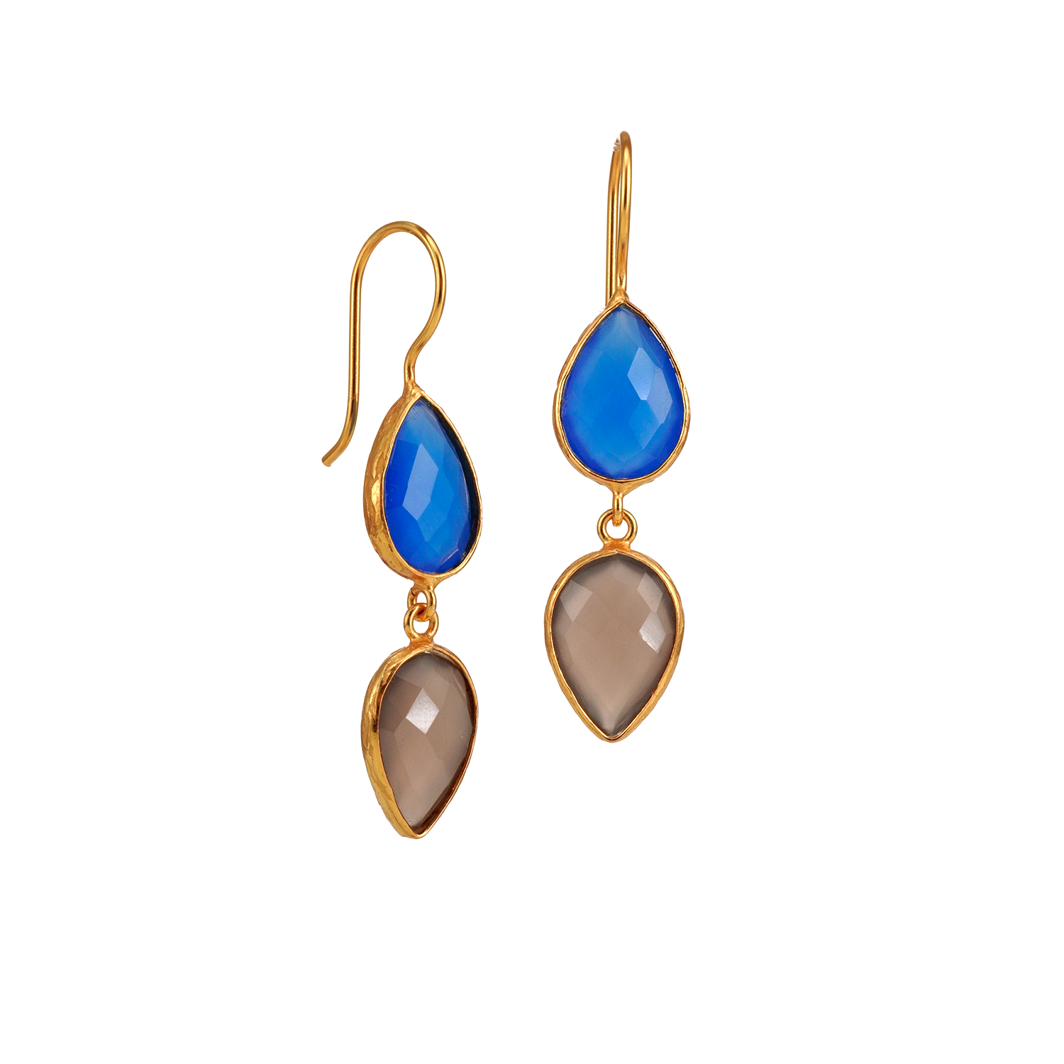 boucles d'oreilles pendantes bleu/gris