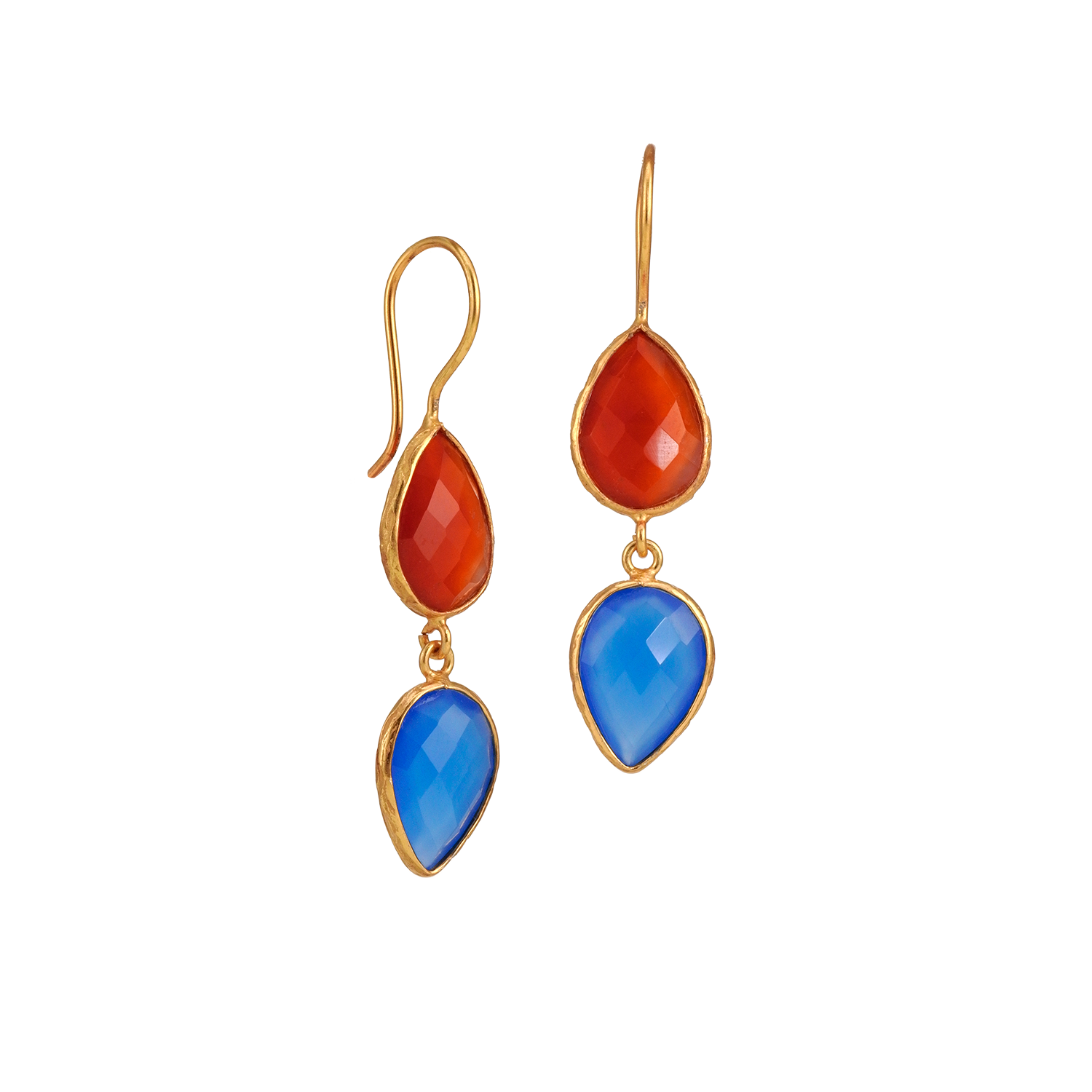 boucles d'oreilles pendantes orange/bleu