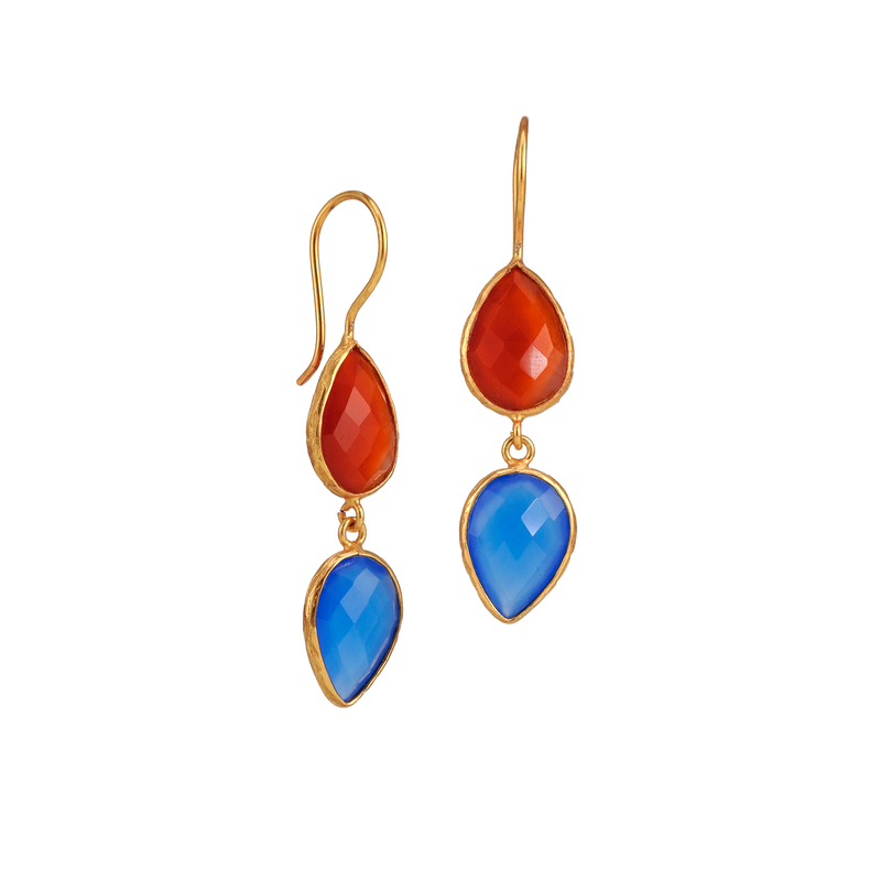 orange/blaue Tropfen-Ohrringe