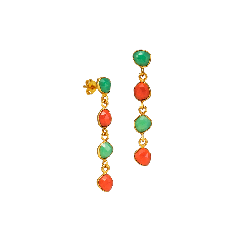 longues boucles d'oreilles en pierres colorées