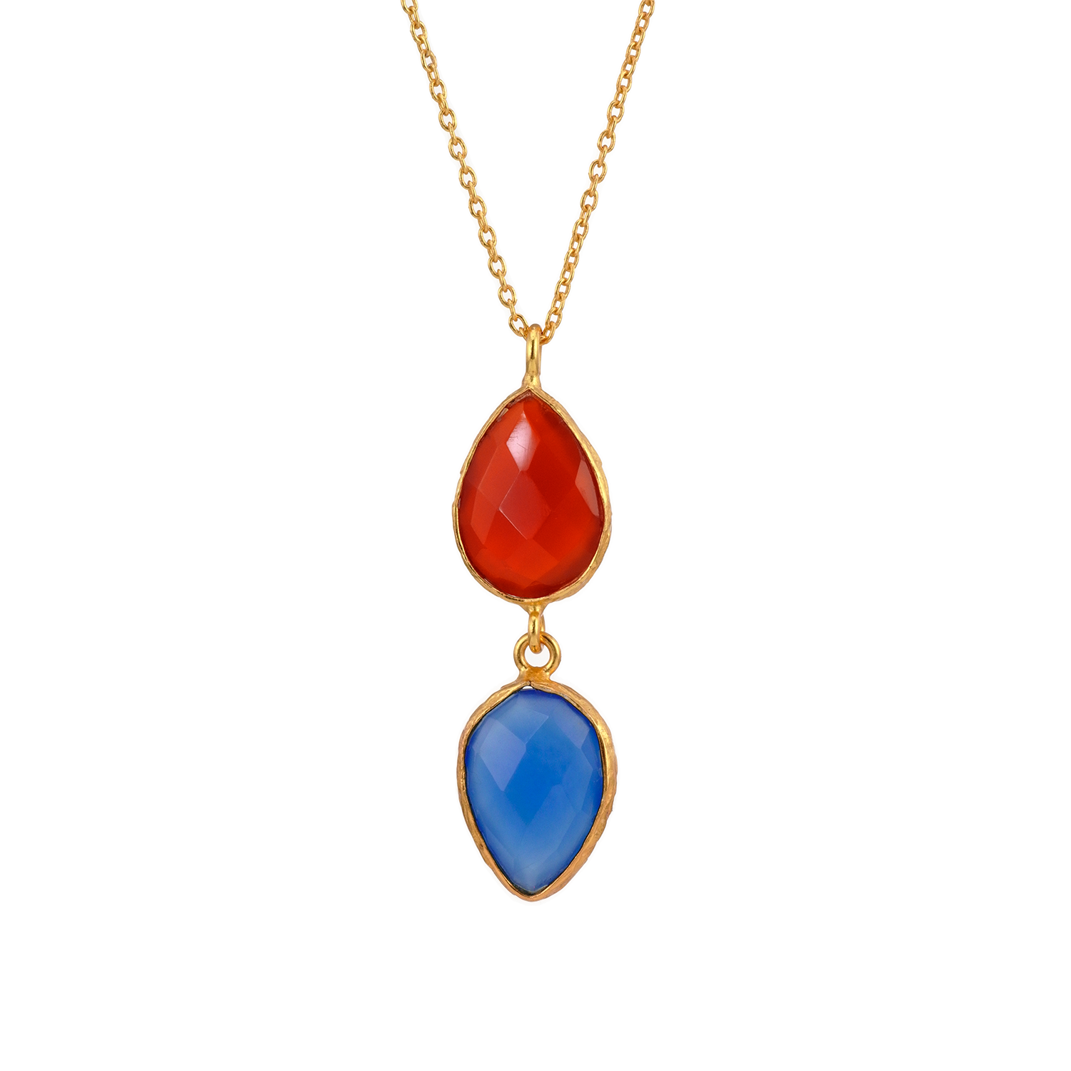 collier goutte orange/bleu