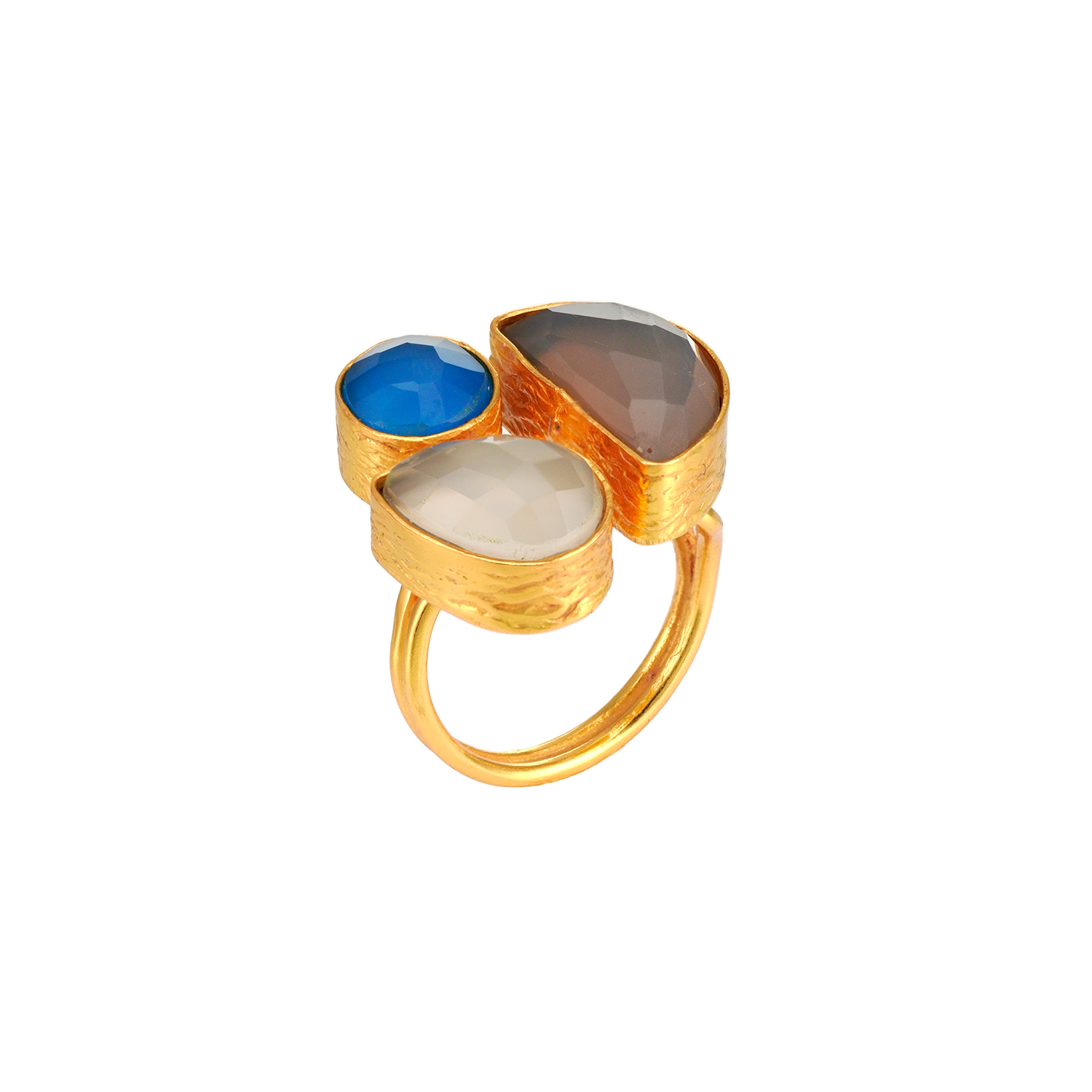 bague trois pierres bleu/gris/blanc