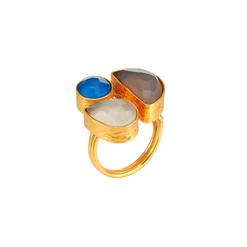 blue/grey/white trio ring