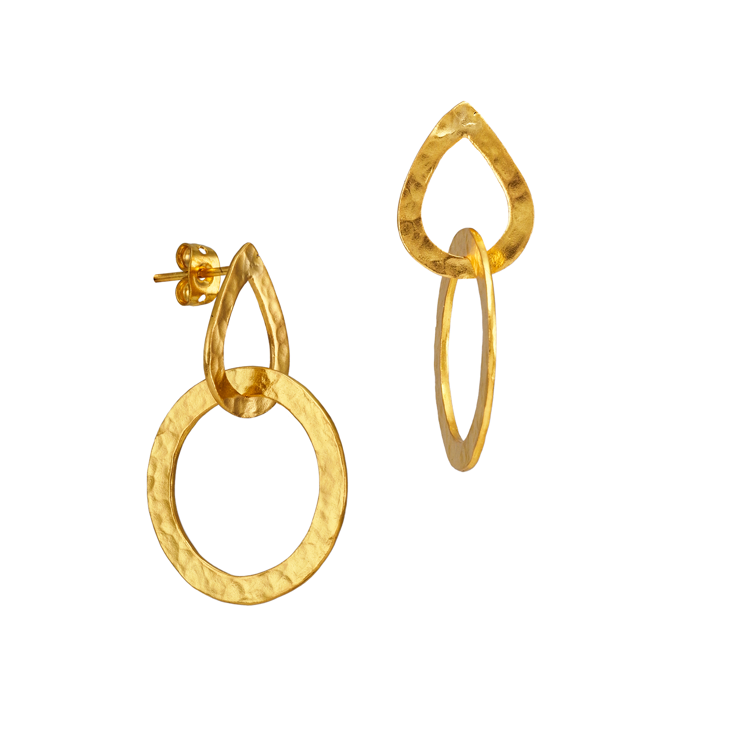 Boucles d'oreilles à tige avec un grand anneau sur une petite goutte