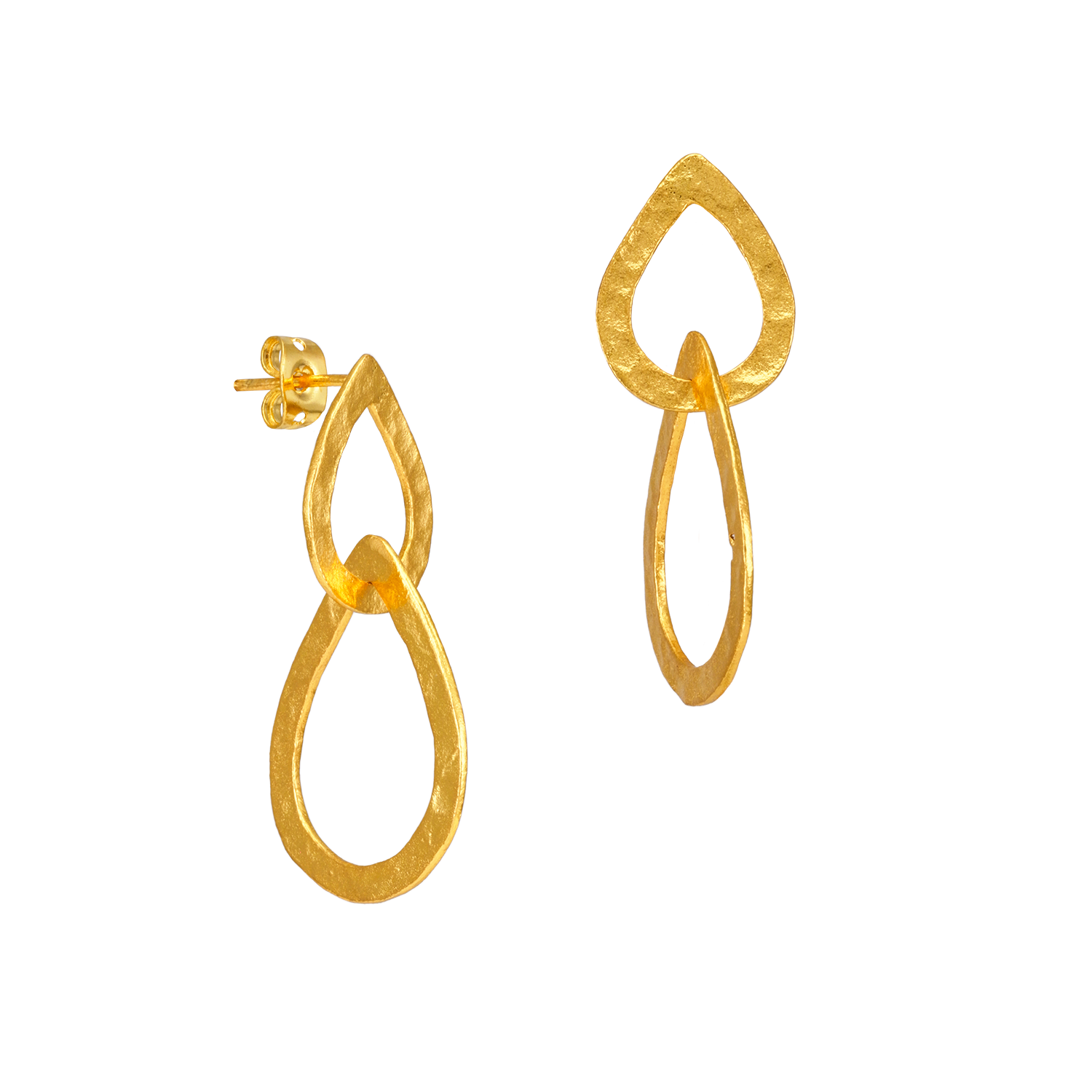 Boucles d'oreilles à tige avec grosse goutte sur petite goutte