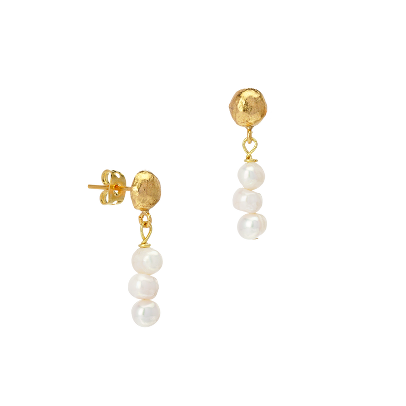 triple pearl earring