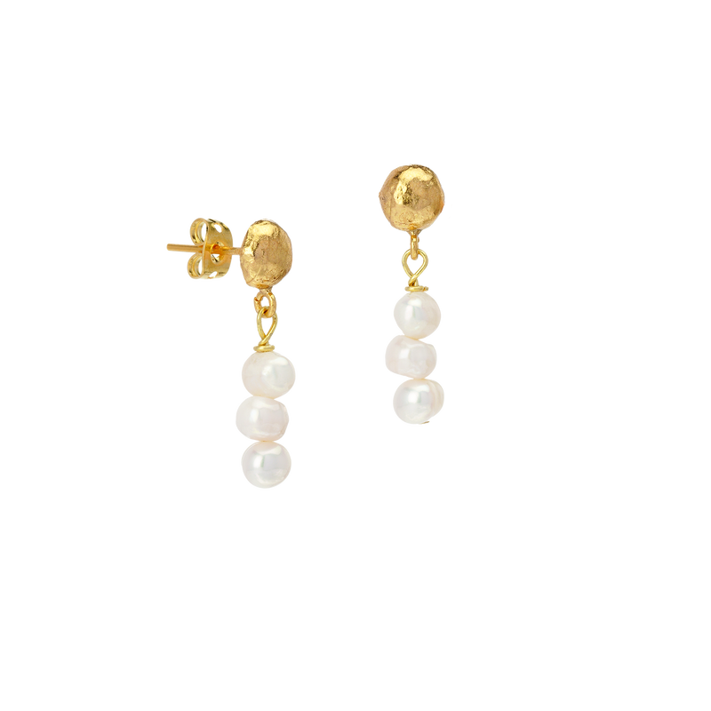 triple pearl earring