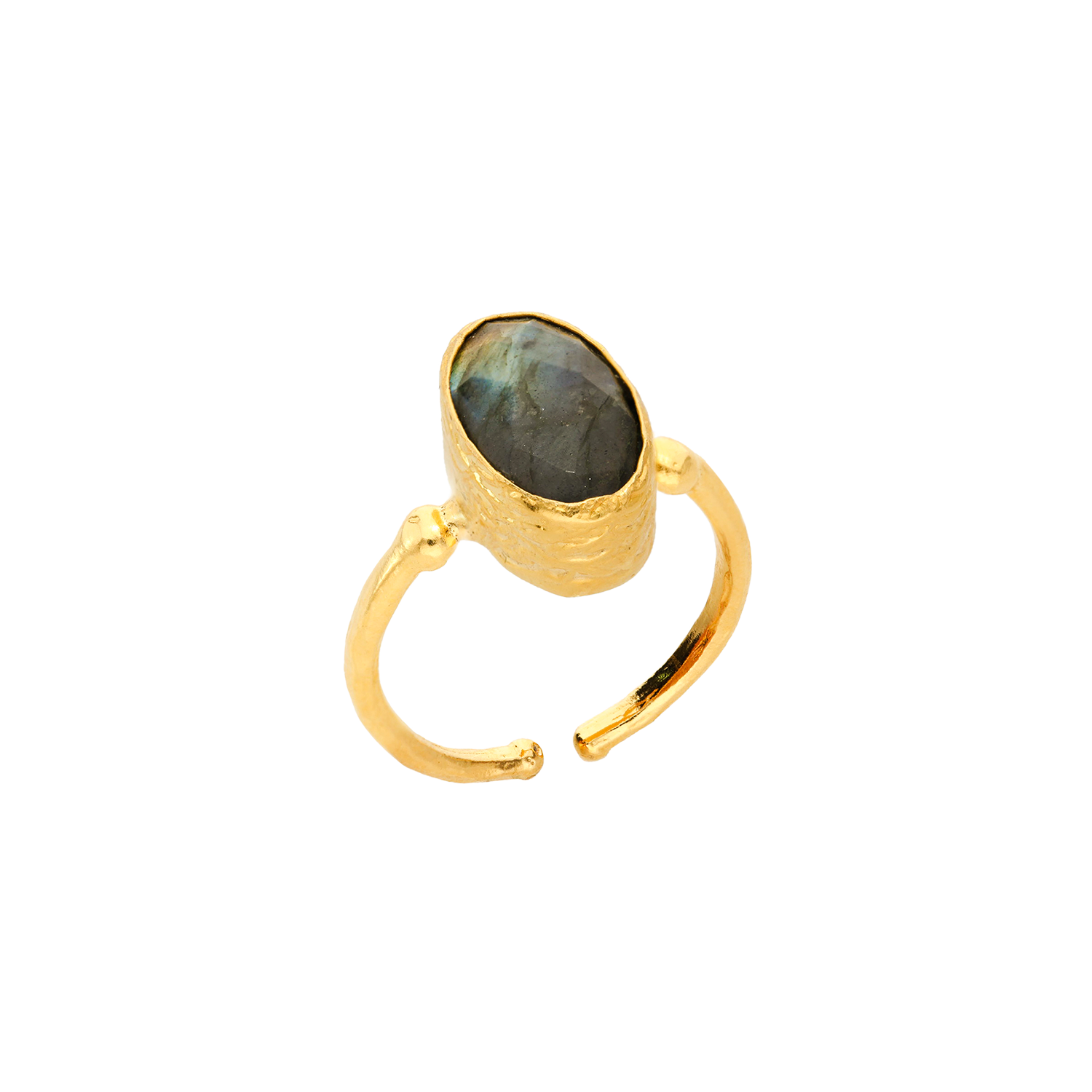 bague solitaire ovale en labradorite