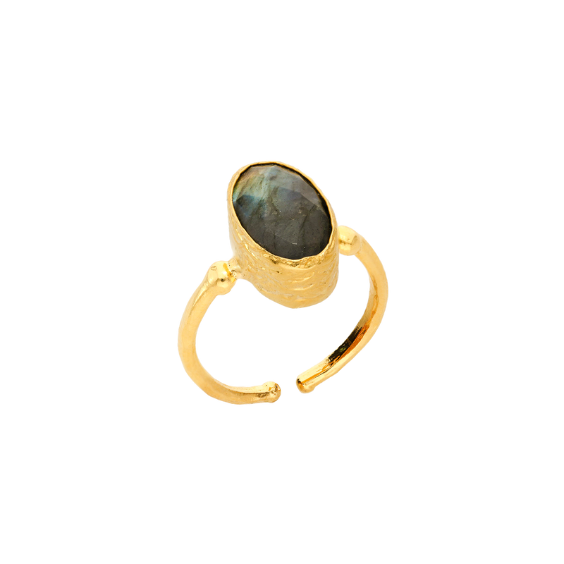 ovaler Labradorit-Solitärring