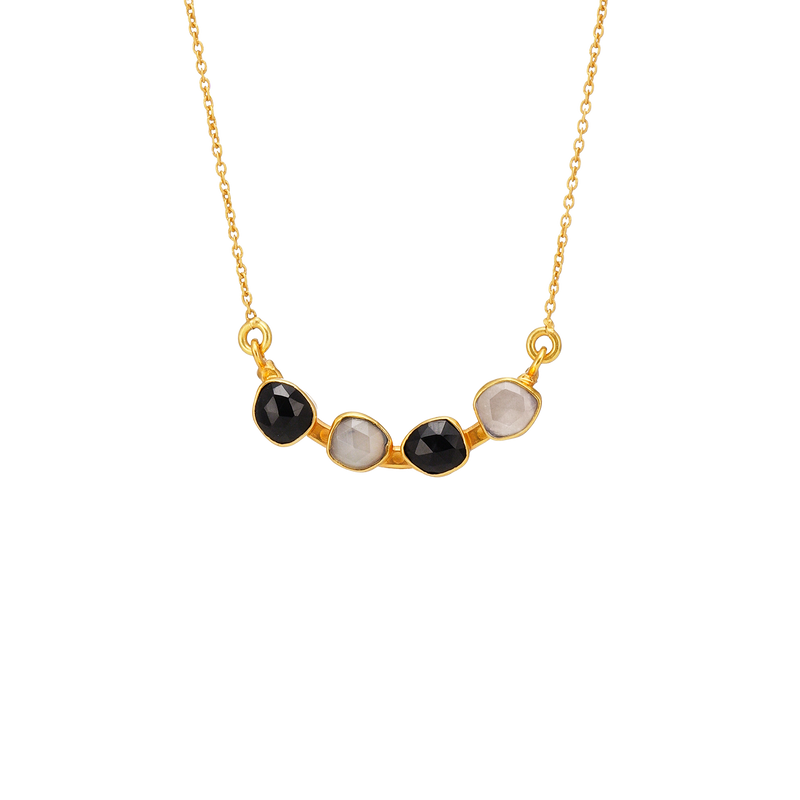 s/w Steinchen-Halskette