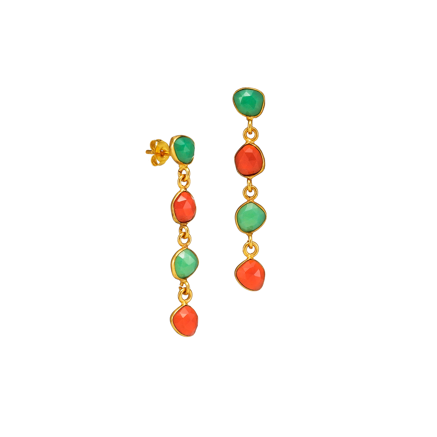 longues boucles d'oreilles en pierres colorées