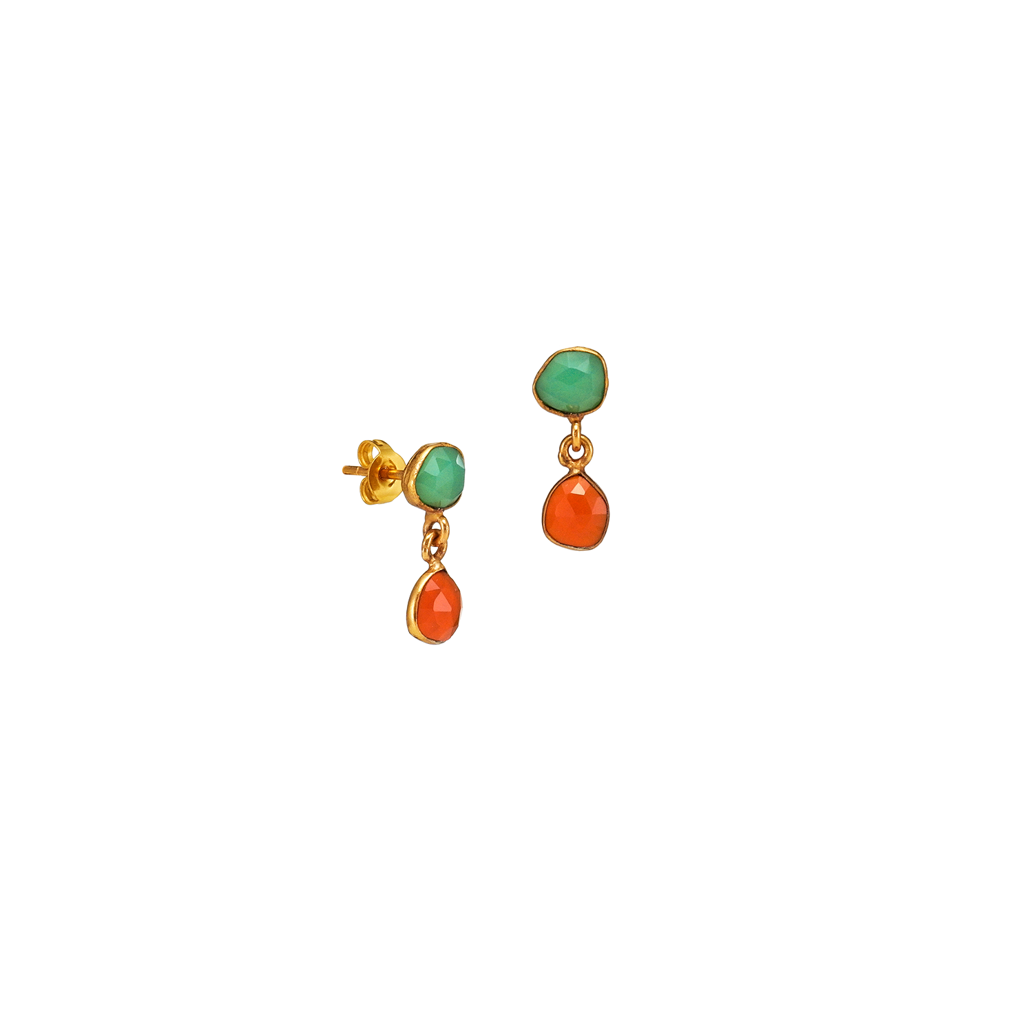 boucles d'oreilles en pierre bicolore